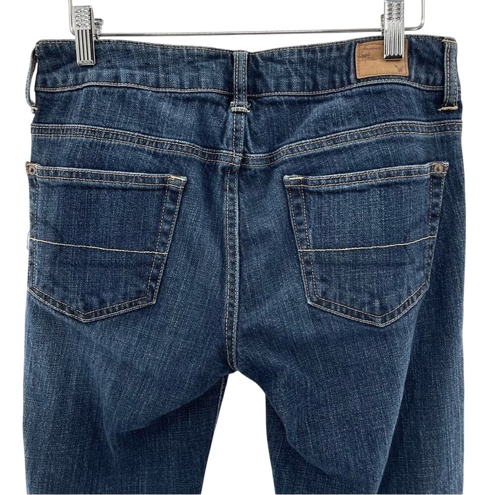 American Eagle Relaxed Baggy Boy Fit Cropped Stretch Jeans Dark Wash Size 2 - Picture 6 of 10